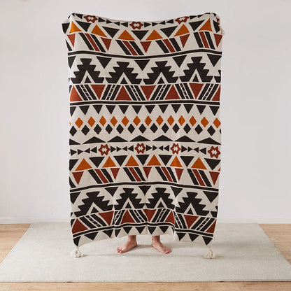 Strickstreifen-Fransen-Wurfdecke