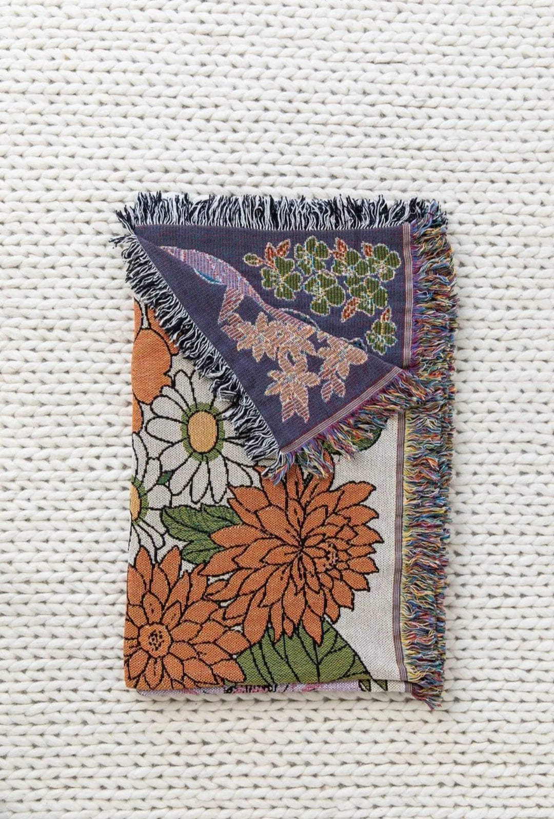 Gemütliche Boho Baumwoll-Leinen Decke