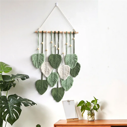 Handgewebter Makramee-Blatt-Wandbehang