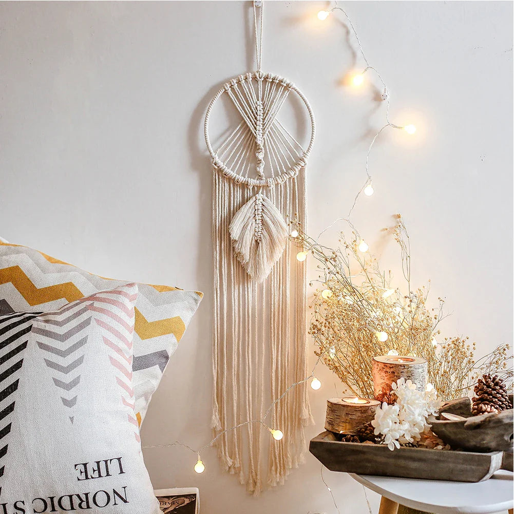 Makramee Traumfänger Boho Wohnkultur Mond Stern Dekoration Makramee Wandbehang Baby Nordic Zimmer Schlafzimmer Kinderkrippe Wohnzimmer Traumfänger