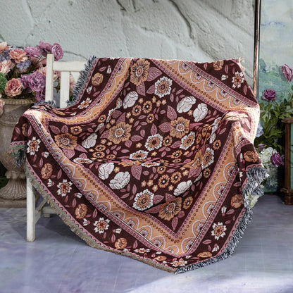 Gemütliche Boho Baumwoll-Leinen Decke