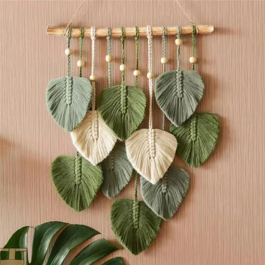 Handgewebter Makramee-Blatt-Wandbehang