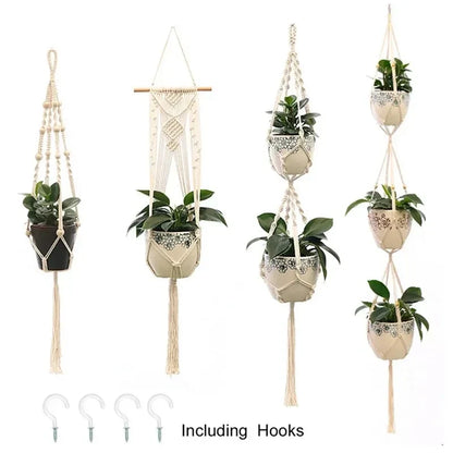🌿 Handgemachter Makramee-Pflanzenhänger – Boho Hängetopf für Innen- und Außendekoration