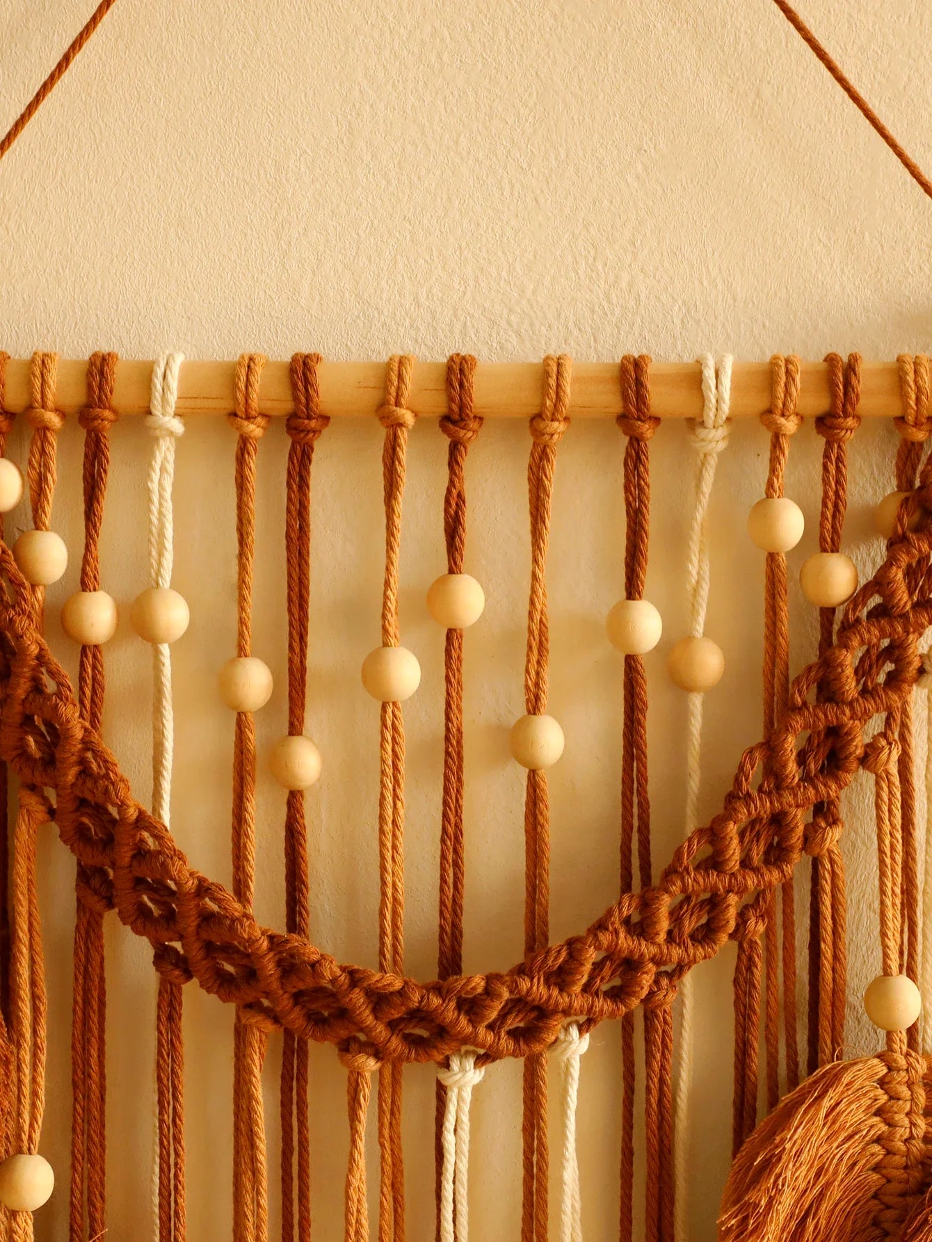 Blatt Makramee Wandteppich – Boho Baumwoll Wandbehang in Grün oder Braun