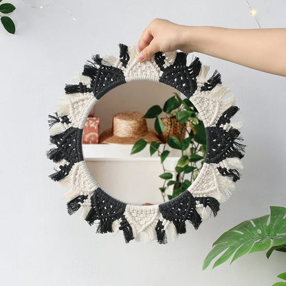 Kreisrunder Boho Makramee Wandspiegel