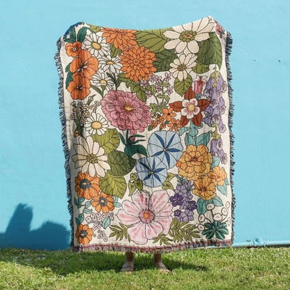 Gemütliche Boho Baumwoll-Leinen Decke