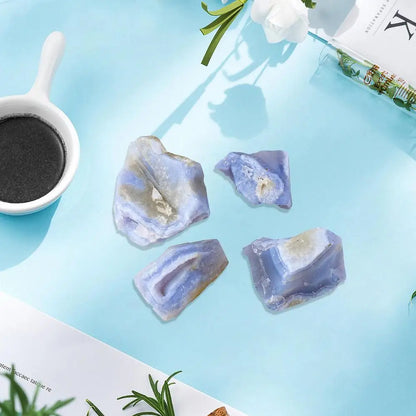 Blauer Achat Grobe Vase Füllsteine Natürliche Mineralien Blauer Spitzenachat Kristall Für Bonsai Aquarium Blumentopf Dekoration