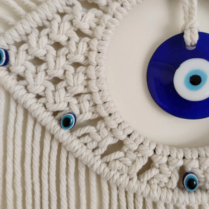 🧿 Evil Eye Makramee Wandbehang – Handgemachter Boho Wohnkultur Wandteppich