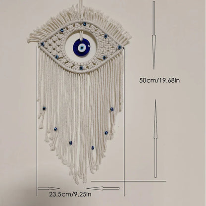 🧿 Evil Eye Makramee Wandbehang – Handgemachter Boho Wohnkultur Wandteppich