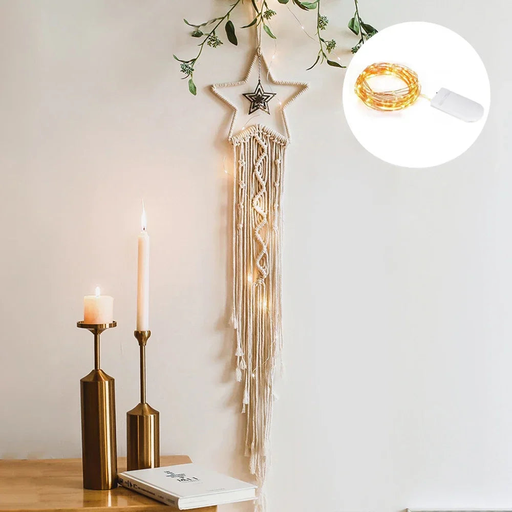 Makramee Traumfänger Boho Wohnkultur Mond Stern Dekoration Makramee Wandbehang Baby Nordic Zimmer Schlafzimmer Kinderkrippe Wohnzimmer Traumfänger