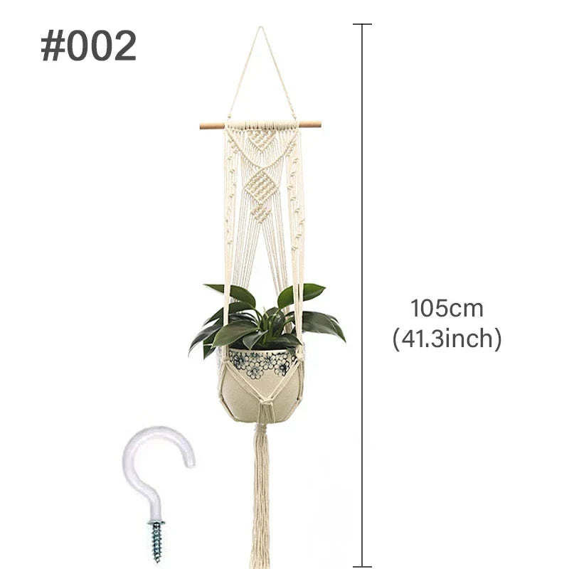 🌿 Handgemachter Makramee-Pflanzenhänger – Boho Hängetopf für Innen- und Außendekoration