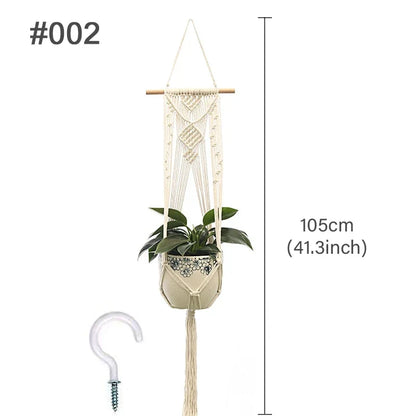 🌿 Handgemachter Makramee-Pflanzenhänger – Boho Hängetopf für Innen- und Außendekoration