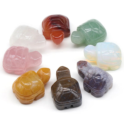 Mini Naturstein Schildkröte Figur – Handgefertigtes Kristalltier für Chakra-Heilung & Boho Wohnkultur