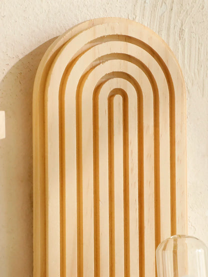 Boho Stil Holz Wandregal - Geometrische Wandmontierte Regale, Naturholz-Finish, Moderne Wohnkultur, Pflanzenhalter Kreis