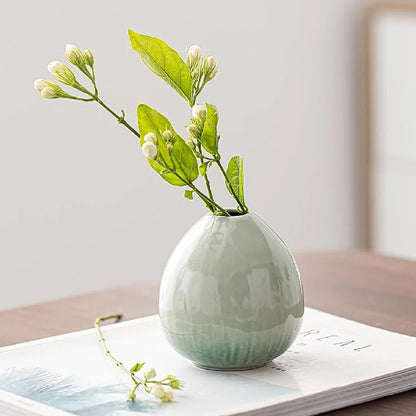 einfache keramische Vase in Teal-Dekoration, Wohnzimmer Esszimmertisch-Dekor, hydroponische Pflanze kleine Vase Boho Wohnkultur