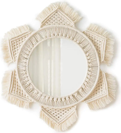 Kreisrunder Boho Makramee Wandspiegel