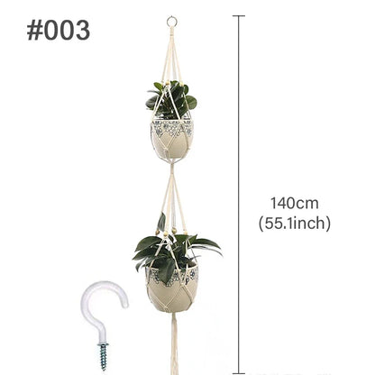 🌿 Handgemachter Makramee-Pflanzenhänger – Boho Hängetopf für Innen- und Außendekoration