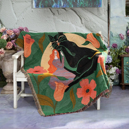 Gemütliche Boho Baumwoll-Leinen Decke