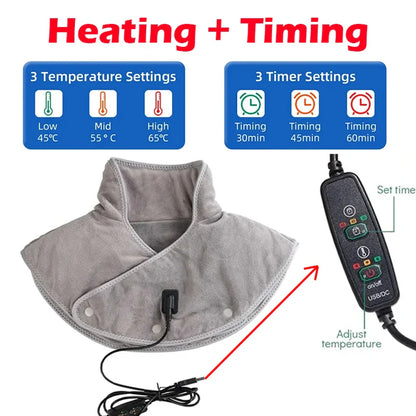Wärme-Nacken- & Schultermassager ThermoLiva | USB-Heizkissen mit Vibration | 3 Temperaturstufen & Timer | Weicher Plüsch