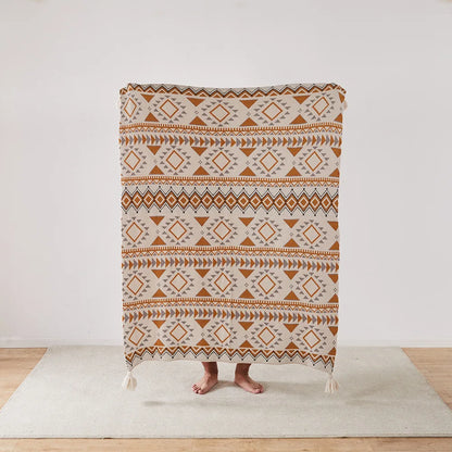 Strickstreifen-Fransen-Wurfdecke