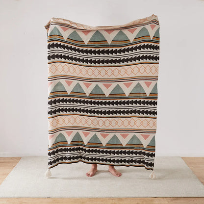 Strickstreifen-Fransen-Wurfdecke