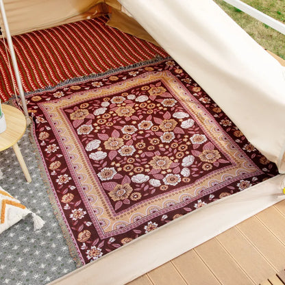 Gemütliche Boho Baumwoll-Leinen Decke