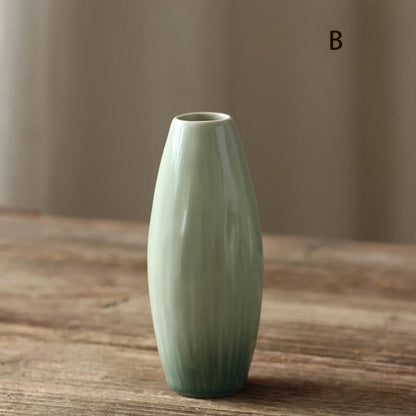 einfache keramische Vase in Teal-Dekoration, Wohnzimmer Esszimmertisch-Dekor, hydroponische Pflanze kleine Vase Boho Wohnkultur