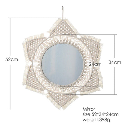 Kreisrunder Boho Makramee Wandspiegel