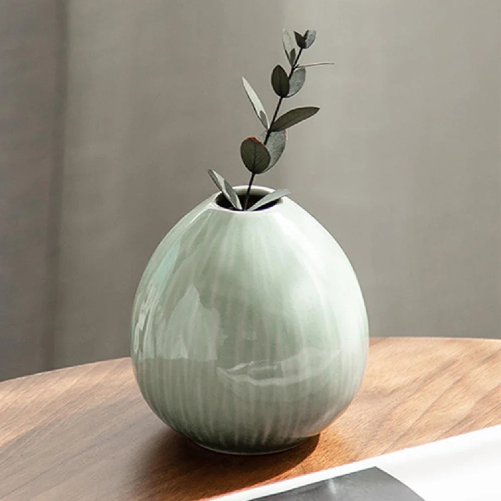 einfache keramische Vase in Teal-Dekoration, Wohnzimmer Esszimmertisch-Dekor, hydroponische Pflanze kleine Vase Boho Wohnkultur