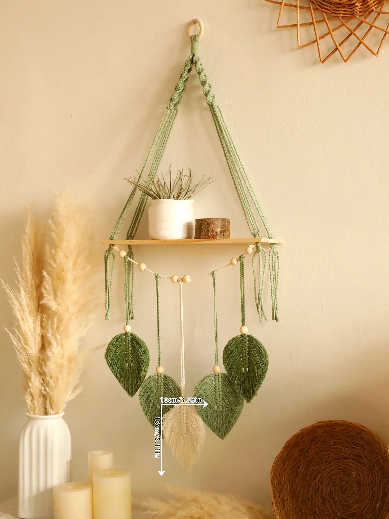 Boho Blatt Makramee Wandregal
