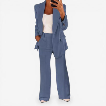 One-Button Blazer Trouser Suit Set