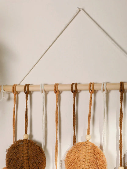 Blatt Makramee Wandteppich – Boho Baumwoll Wandbehang in Grün oder Braun