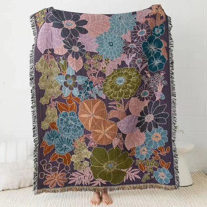 Gemütliche Boho Baumwoll-Leinen Decke