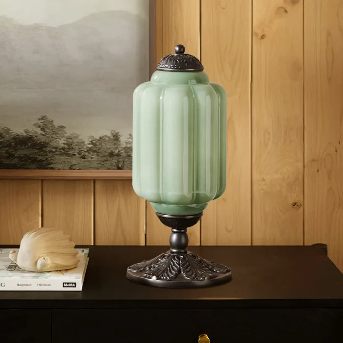 Vintage Opal Glass Table Lamp – Elegant Bedside or Living Room Lighting Fixture, 20 Inches Tall, Soft Diffused Light | Premium Comfort Home & Wellness Product UK