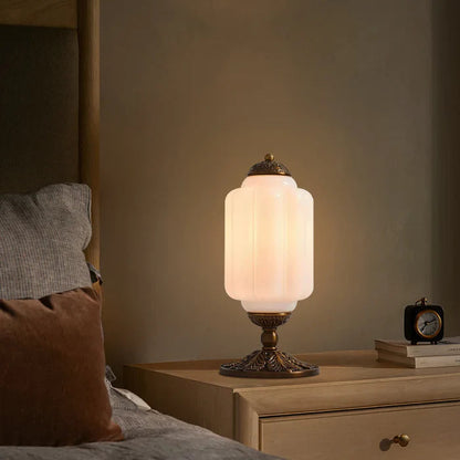 Vintage Opal Glass Table Lamp – Elegant Bedside or Living Room Lighting Fixture, 20 Inches Tall, Soft Diffused Light | Premium Comfort Home & Wellness Product UK
