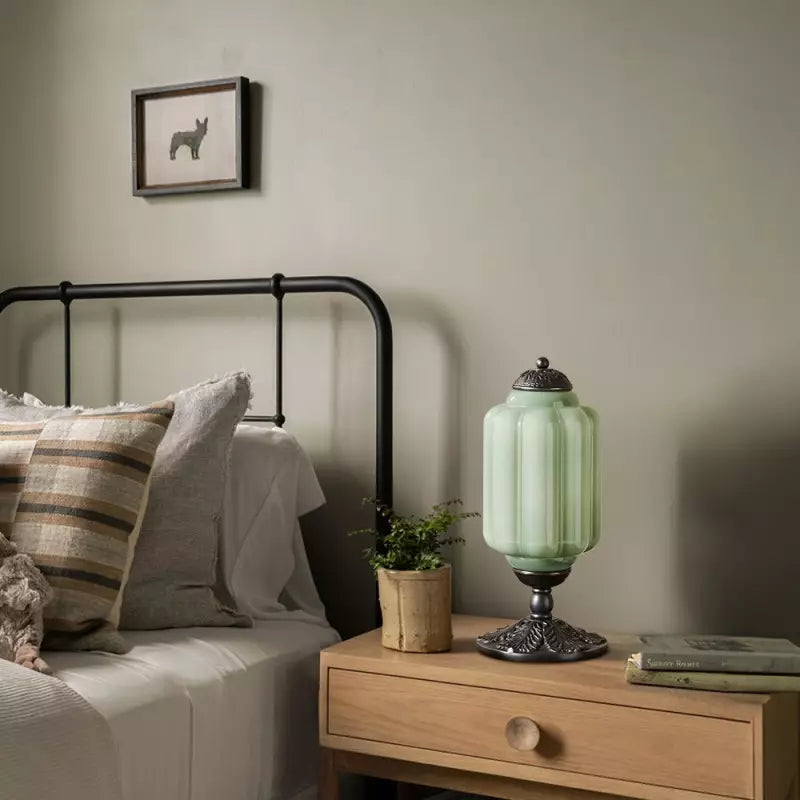 Vintage Opal Glass Table Lamp – Elegant Bedside or Living Room Lighting Fixture, 20 Inches Tall, Soft Diffused Light | Premium Comfort Home & Wellness Product UK