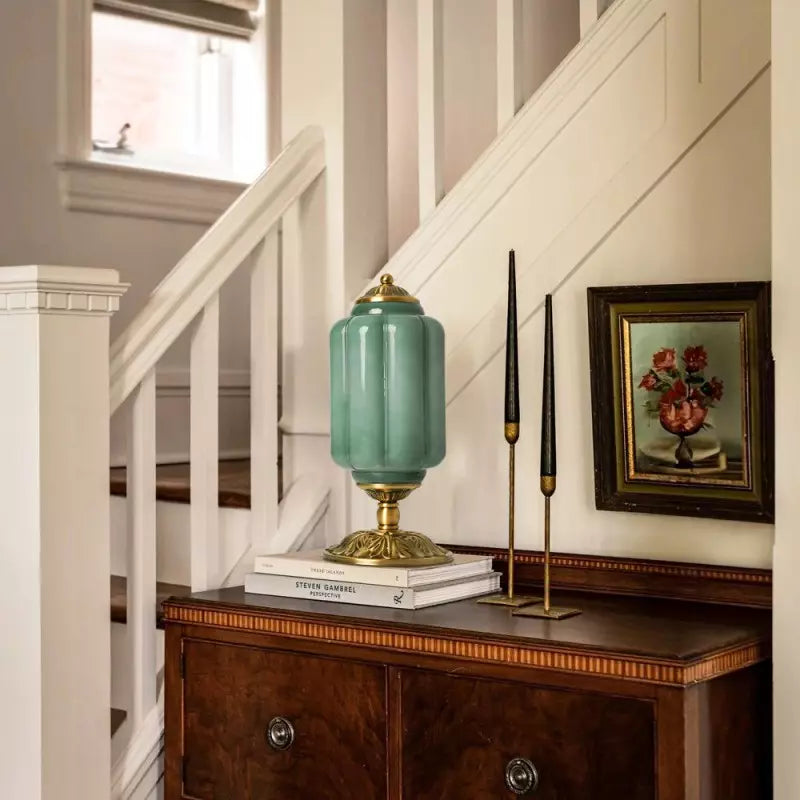 Vintage Opal Glass Table Lamp – Elegant Bedside or Living Room Lighting Fixture, 20 Inches Tall, Soft Diffused Light | Premium Comfort Home & Wellness Product UK