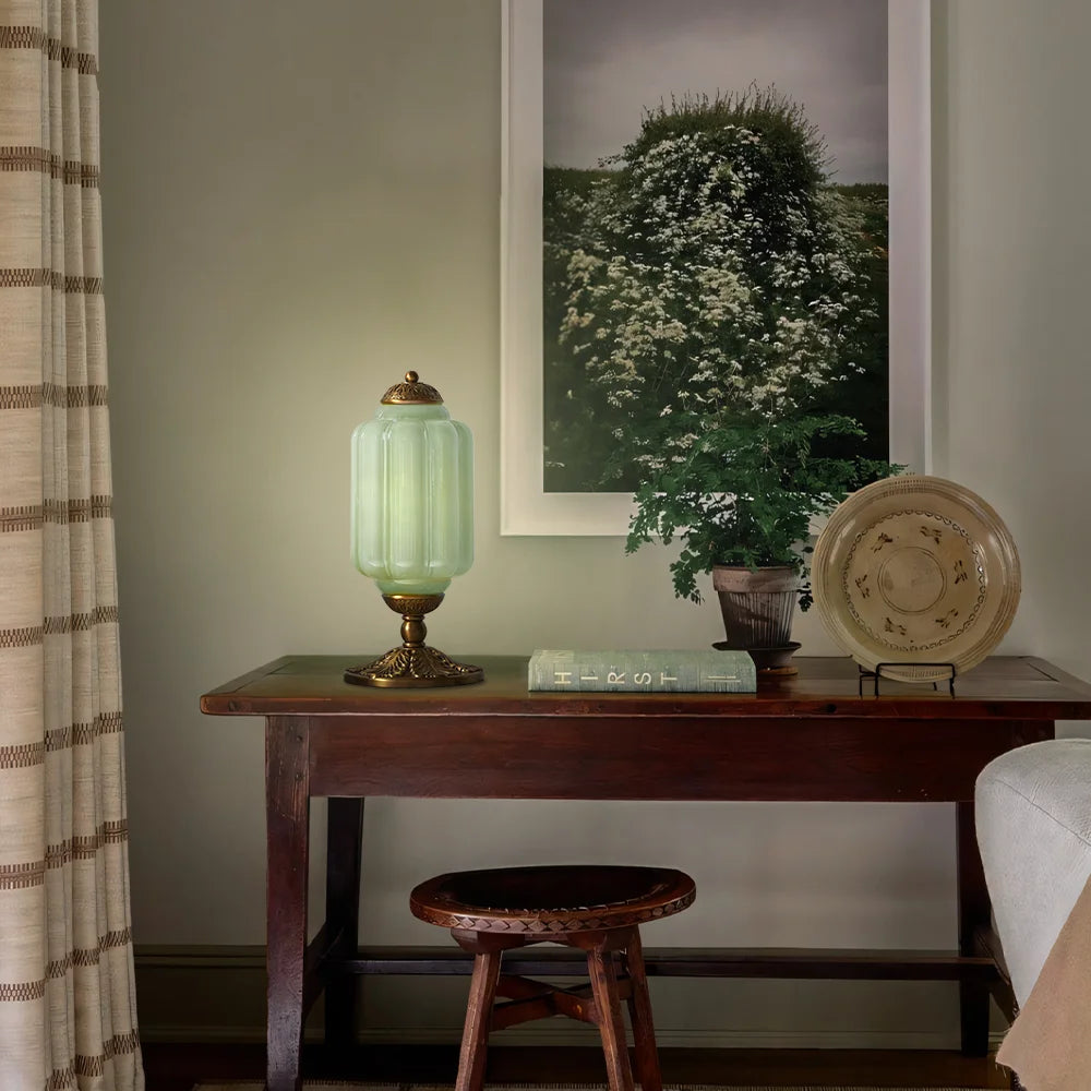 Vintage Opal Glass Table Lamp – Elegant Bedside or Living Room Lighting Fixture, 20 Inches Tall, Soft Diffused Light | Premium Comfort Home & Wellness Product UK