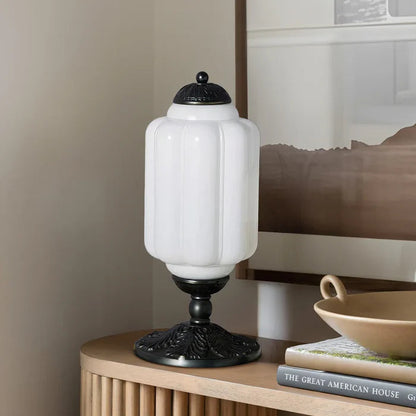 Vintage Opal Glass Table Lamp – Elegant Bedside or Living Room Lighting Fixture, 20 Inches Tall, Soft Diffused Light | Premium Comfort Home & Wellness Product UK
