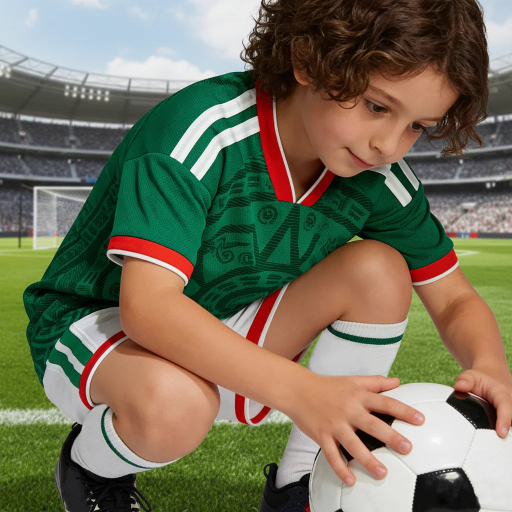 Mexiko Weltmeisterschaft Trikot 2026 Kinder Fußball Trikot Set