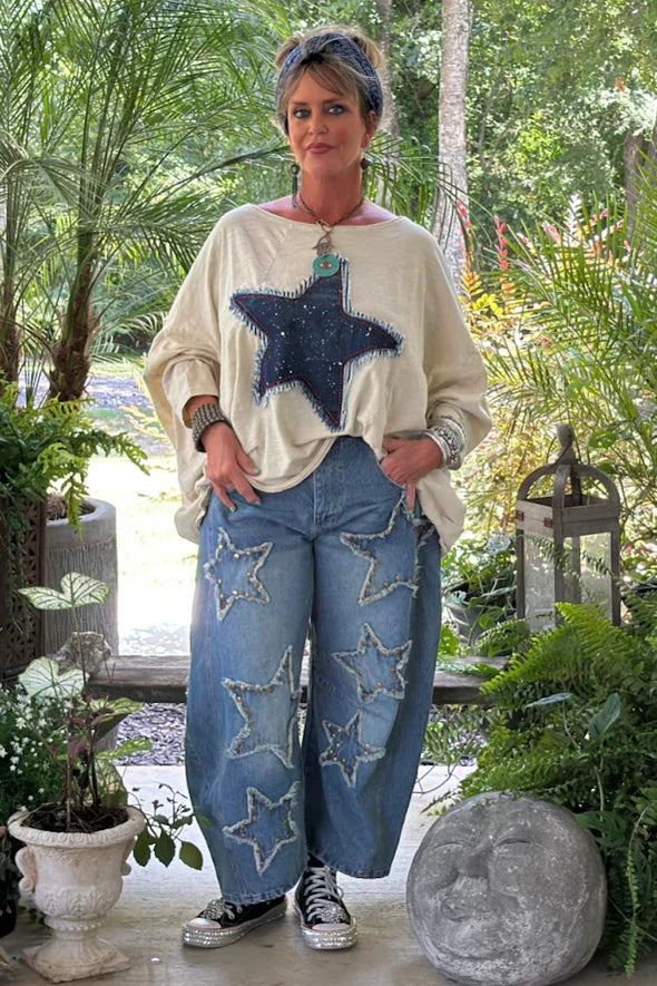 Jaded Gypsy Sternenbesetzte Barrel Damenjeans
