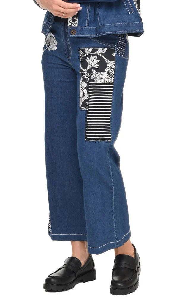 Tulip Clothing Wylie Denim Damenhose mit Ernteblumen