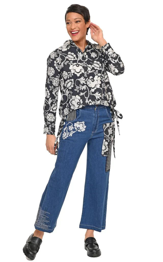 Tulip Clothing Wylie Denim Damenhose mit Ernteblumen