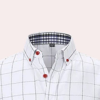 Philipe - Classic Short-Sleeve Plaid Shirt with Buttons