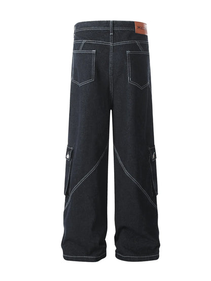 Herren Cargo Straight Jeans mit Kontrastnähten