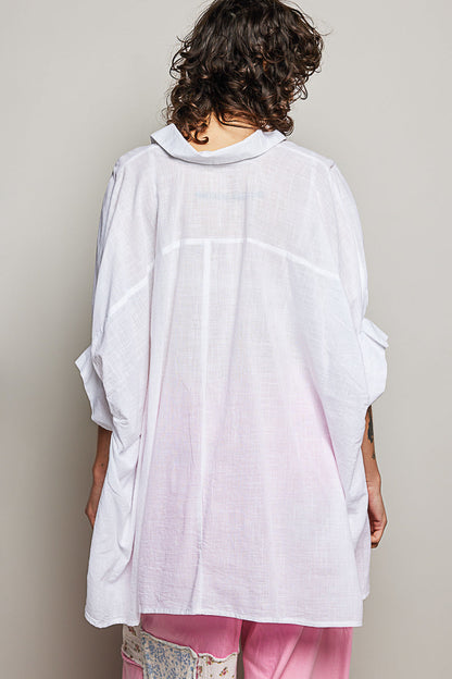 POL Button Down Halb Dolman Ärmel Damen Shirt