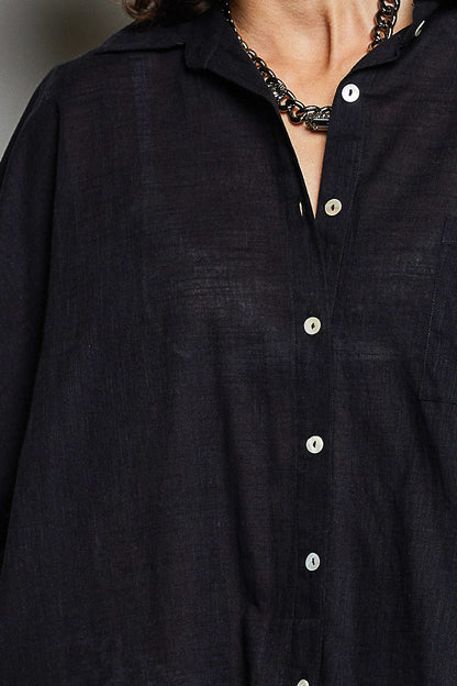 POL Button Down Hemd mit halben Dolmanärmeln für Damen