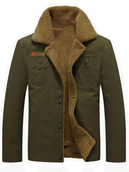 Herren Plus Size Knopf-Down Fleece-Jacke