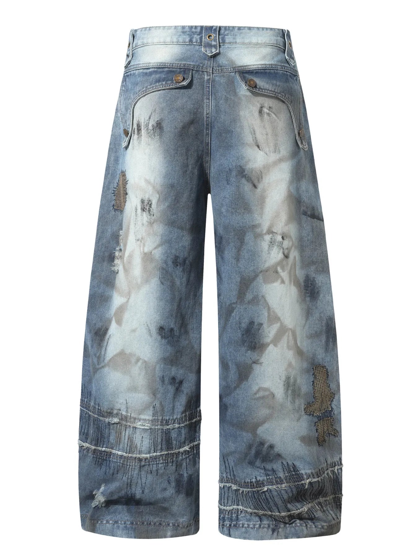 Herren Jeans in Übergröße mit weitem Bein und Patchwork