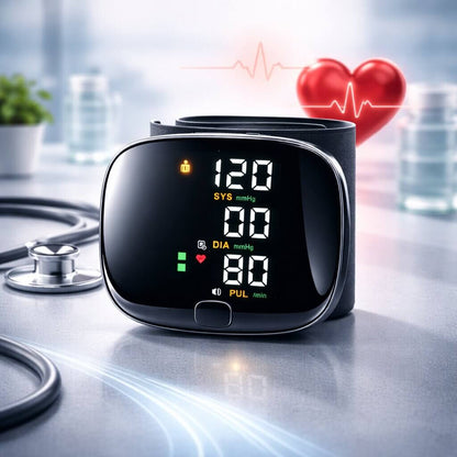 Wrist Blood Pressure Monitor | Digital Blood Pressure Meter | Rechargeable with Touch Function | Tensavio